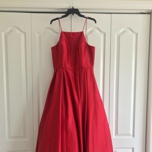 High Neck Satin Red Prom/Homecoming Gown